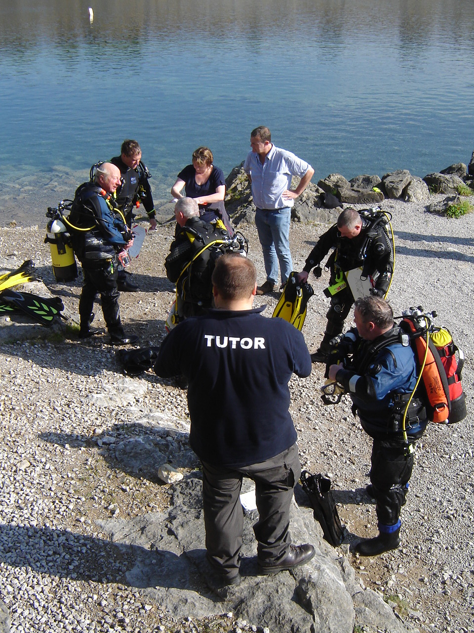 Divers being debriefed