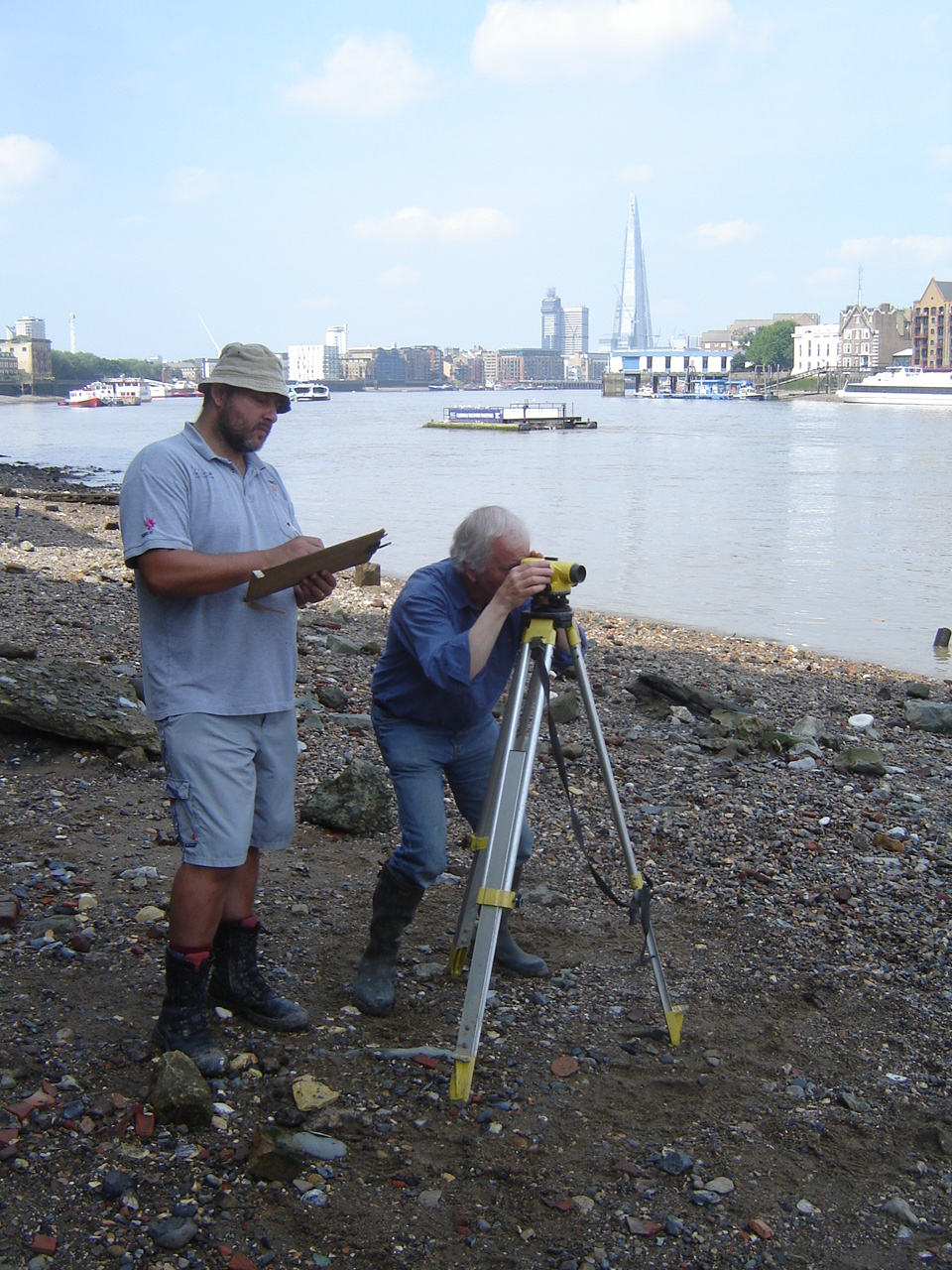 Surveying on an Intertidal Site at Rotherhithe on the River Thames